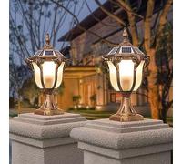 Outdoor Post Caps Light with Solar Powered 17.71" Solar LED Column Caps Lamps Rustic Bronze Fence Pillar Lamps IP65 Waterproof Deck Post Bollard Lighting Lawn Landscape Lawn Garage Yard Path Lamps/803