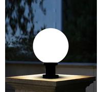 Outdoor Post Lantern with Mounted Globe Light Fixture - Round Outside Lamp for Garden Gate, Decking & Street - Waterproof (15cm, E27)