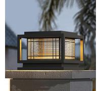 Outdoor Post Lighting Fixtures Modern Lamp Post Caps Light Black Square Column Lights Exterior Post Lantern With Waterproof Glass Pillar Lamps Fence Deck Caps Lanterns Hardwired Landscape Porch Lamp