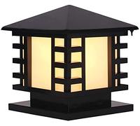 Outdoor Post Lights IP65 Waterproof Aluminum Vintage Pillar Light Garden Gate Post Lamp Glass Lantern Japanese-Style Outdoor Deck Patio Lighting Lawn Night Lamp Pathway Entran Deco