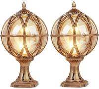 Outdoor Post Lights, V-intage Exterior Lantern with Pier Mount Base, Pillar Light in Aluminum Finish with Amber Glass Shade,Hanging Lights