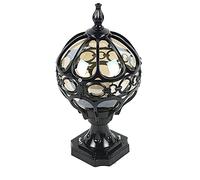 Outdoor Post Lights, Vintage Exterior Post Lantern, Outdoor Pillar Light in Aluminum Finish Glass Shade Globe Column Light Lantern Classic E27 Patio Porch Garden Courtyard Gate(Black)