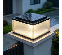 Outdoor Post Lights With Solar LED Lamp Post Lighting For Outdoor Waterproof Housing Gate Column Lights Modern Black Solar Pillar Lamps Fence Deck Lanterns Exterior Bollard Lighting For Yard Pier