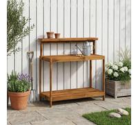 Outdoor Potting Bench 111.5 x 48.5 x 107 cm Natural Solid Acacia Wood