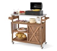 Outdoor Potting Bench Patio Solid Wood Cabinet With Storage