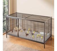 Outdoor Poultry Habitat Cage With Skylight, 2cm Secure Mesh & Auto-Lock Door, Metal Chicken Coop For Yard Small Animals Duck Rabbit Cat(Black,120 * 50 * 60cm)