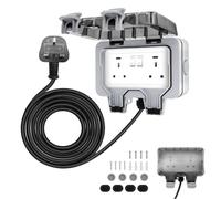 Outdoor Power Hub: IP66 Double Socket with 3m/10m Cable & Lockable Cover | DIY Installation - No Rewiring! | All-Weather Solution for Ponds, Workshops & Security Lights