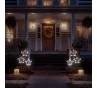 Outdoor Pre-Lit 3 Star Cluster Micro Led Stake Light Decoration - Illuminated Festive Garden Ornament - H87 X W41 X D2.8Cm