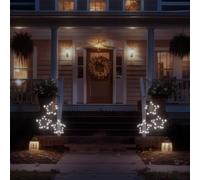 Outdoor Pre-Lit 3 Star Cluster Stake Light Decoration with 30 Warm White Micro LEDs - Illuminated Festive Christmas Xmas Garden Ornament for Lawn, Border, Pathway, Driveway - H87 x W41 x D2.8cm