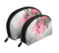 Outdoor Pretty Floral Printing Shell Makeup Bag Set 2-Piece Cosmetic Bags Portable Travel Makeup Storage Bag for Women Girls