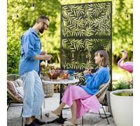 Outdoor Privacy Screen Panel with Stand Metal Black 6.5FT