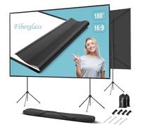 Outdoor Projector Screen and Stand, 180 inch 16:9, Portable Projector Screen, High Gain Fiberglass, Sturdy Backing, Wind-Resistant Projection Screen, Tripod/Wall Mount, for Garden Party, Home Cinema