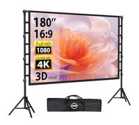 Projector Screen and Stand 180 Inch, LEORFI Outdoor Portable Projector Movie Screen Pull Down, Indoor Projections Screen with Stand 16:9 4K Full HD Support Height Adjustable for Home Theater Camping