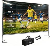 Outdoor Projector Screen with Stand, Portable 16:9 (120-inch) | 4K HD, Wrinkle-Free Display, Washable Fabric, Outdoor Ready, Easy Setup, Carry Bag Included