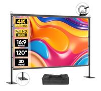 Outdoor Projector Screen with Stand - VOOPVOR 120 inch Projector Screen Portable - Lightweight Projection Screens Indoor Front/Rear - Movie Screen 16:9 4K HD with Catty Bag for Backyard Home Theater