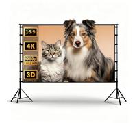 Outdoor Projector Screen with Tripod Stand 60/84/100/150 Inch Rear Front Movie Screen Wrinkle-Free Design for Backyard Cinema(150 in/16:9)