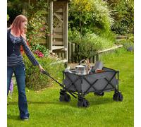 Outdoor Pull Cart Folding Cargo Wagon Trailer Beach Garden w/ Handle Outsunny Dark Grey One Size