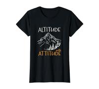 Outdoor Pun Altitude Without Attitude Value Graphic T-Shirt, Women, Black, M