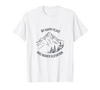 Outdoor Pun My Happy Place has Higher Elevation Value Graphic T-Shirt, Men, White, S