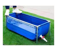 Outdoor PVC Fish Pond, Heavy-Duty Canvas Pool for Garden Koi & Aquatic Pets, Framed Aquarium Tank with Drain Valve for Easy Setup (Blueclear 140x70x61cm)