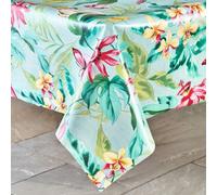 Outdoor Pvc Tablecloth - Home Or Garden Dining Table Cover With Parasol Hole - Rectangle, 137 X 228Cm, Paradise