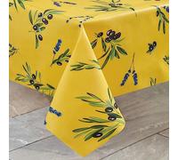 Outdoor PVC Tablecloth - Wipe Clean Home or Garden Dining Table Surface Protector Cover with Parasol Hole, Protection from Spills & Scratches - Square, Measures 137 x 137cm, Provencal Olive