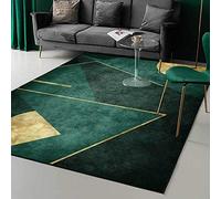 Outdoor-QJ Modern Area Rug Designer Carpet Living Bedroom Dining Room Dark green simple golden geometry Home Decorator Soft Non-slip Large Home Floor Carpet (150x200CM (4ft11 x 6ft7))