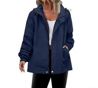 Outdoor Quick Dry Raincoat, Women's Waterproof Jacket, Packable Lightweight Windproof Casual Zipper Windbreaker With Hood(S Deep Blue)