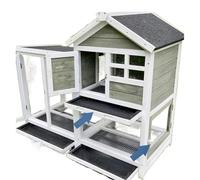 Outdoor Rabbit Cage Double Layer Wooden Extra Large Rabbit Cage with Urine Shield Waterproof Asphalt Roof Outdoor Suitable for Small and Medium Animals 48 Inch (Gray)