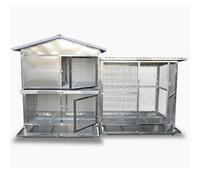 Outdoor Rabbit Cage, Metal Small Animal Hutch with 3 Leakproof Tray, Weatherproof Bunny Coop for Guinea Pig Chicken Hamster
