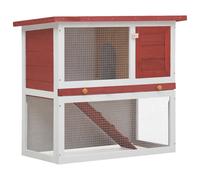 Vidaxl Outdoor Rabbit Hutch 1 Door Red Wood