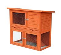 Outdoor Rabbit Hutch | 2-Tier Pent Roof Guinea Pig Cage | Wooden Small Animal Home | Medium - 104 x 52 x 92 cm