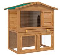 Outdoor Rabbit Hutch 3 Doors Wood Pet House Rabbit Cage Pet Carrier vidaXL