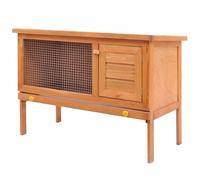 Outdoor Rabbit Hutch 90x45x65.5cm Wood Frame Green Roof Brass Accents with tray