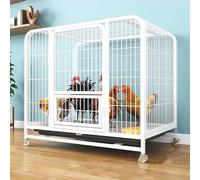Outdoor Rabbit Hutch, Metal Chicken Coop with Pull-Out Tray and Moving Wheels, Guinea Pig Cage for Small Animal Hedgehogs(White,95 * 65 * 85CM)