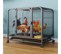Outdoor Rabbit Hutch, Metal Chicken Coop with Pull-Out Tray and Moving Wheels, Guinea Pig Cage for Small Animal Hedgehogs(Black,78 * 50 * 70CM)