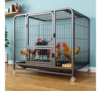 Outdoor Rabbit Hutch, Metal Chicken Coop with Pull-Out Tray and Moving Wheels, Guinea Pig Cage for Small Animal Hedgehogs(Black,95 * 65 * 85CM)
