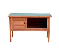 Little Friends Outdoor Rabbit Hutch - Single Storey Guinea Pig Cage - Wooden Small Animal Home with Mesh Front - Medium - 106 x 50 x 70 cm, Brown