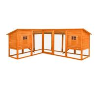 Rabbit Hutch Outdoor Run Brown Solid Fir Wood 250x192x105cm Large 2-Level Extra