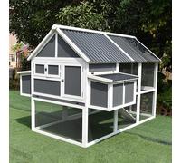 Outdoor Rabbit Hutch, Wooden Bunny Coops with Leakproof Tray, Waterproof Rabbit Cage for Chicken Guinea Pig and Other Small Animals