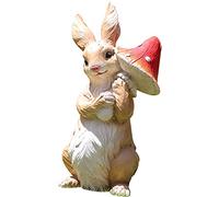 Outdoor Rabbit Statue Planter - Large Resin Animal Figurine Ornament for Garden - Decorative Indoor Plant Pot - 24.4 Inches Tall