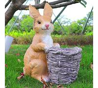 Outdoor Rabbit Statue Planter - Large Resin Animal Figurine Ornament for Garden - Decorative Indoor Plant Pot - 24.4 Inches Tall