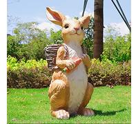 Outdoor Rabbit Statue Planter - Large Resin Animal Figurine Ornament for Garden - Decorative Indoor Plant Pot - 24.4 Inches Tall