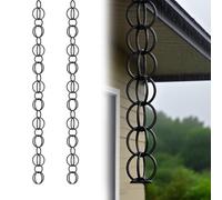Outdoor Rain Chain for Water Collection, with Downspout Adapter, for Eaves Drainage and Garden Decor, 8.5 ft