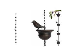 Outdoor Rain Chains -with Bird Decorations for Gutters,Downspouts - Easy Installation-Decorative Water Drainage Solution for Gardens, Sheds,Patios (Type A)