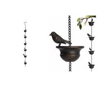 Outdoor Rain Chains -with Bird Decorations for Gutters,Downspouts - Easy Installation-Decorative Water Drainage Solution for Gardens, Sheds,Patios (Type B)