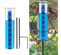 Outdoor Rain Gauge 7 Inch Glass Rain Gauge with Stake, Freeze Proof Rain Guage Water Gauge for Rainfall Measure Tracking