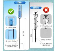 Outdoor Rain Gauge for Garden & Yard - Heavy-Duty Cast Iron Frame, Adjustable 3-Section Height, Frost-Resistant PP Measuring Tube, Easy-Read Col