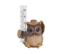 Outdoor Rain Gauge Garden-Patio Yard Ornament with Tube Waterproof Bridge Collection Owl Raingauge Yard Decoration Unique Gift Idea- Owl