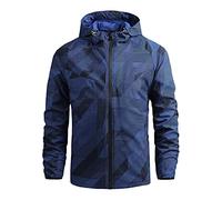Outdoor Rain Jacket with Hood Relaxed-Fit Windproof Ultra Thin Waterproof Rain Jacket Breathable Packable Mens Functional Jacket for Men for Wet Weather